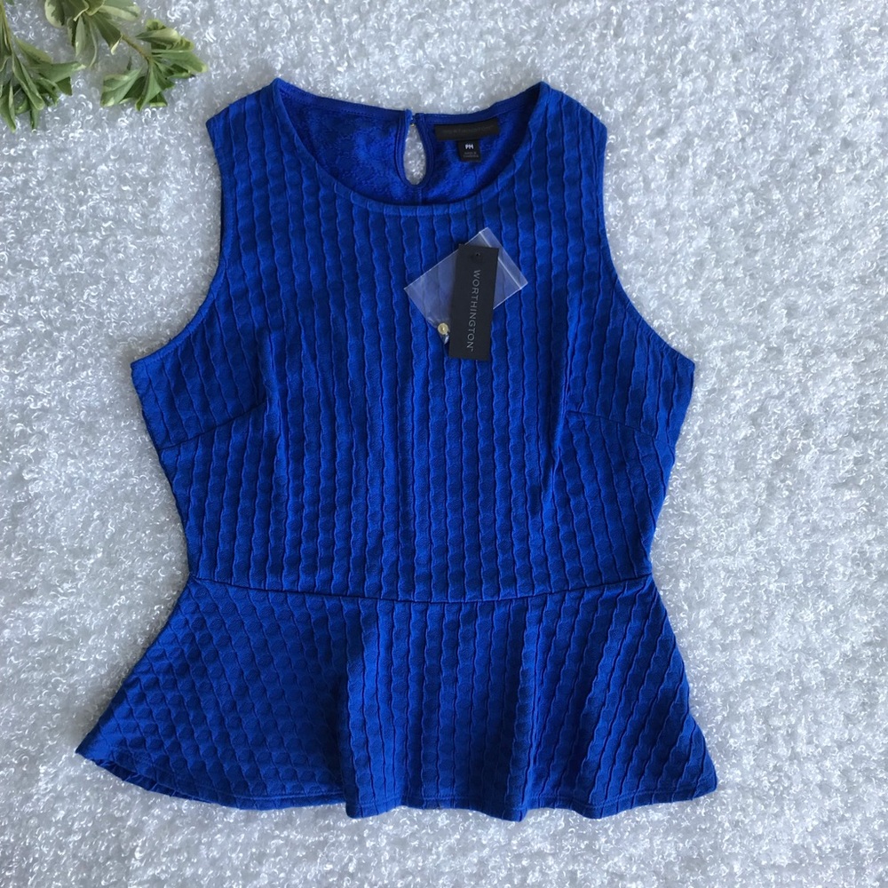 Worthington Santorini Blue Sleeveless Blouse